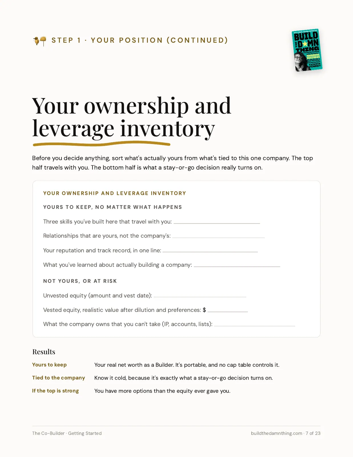 The Co-Builder: Your ownership and leverage inventory