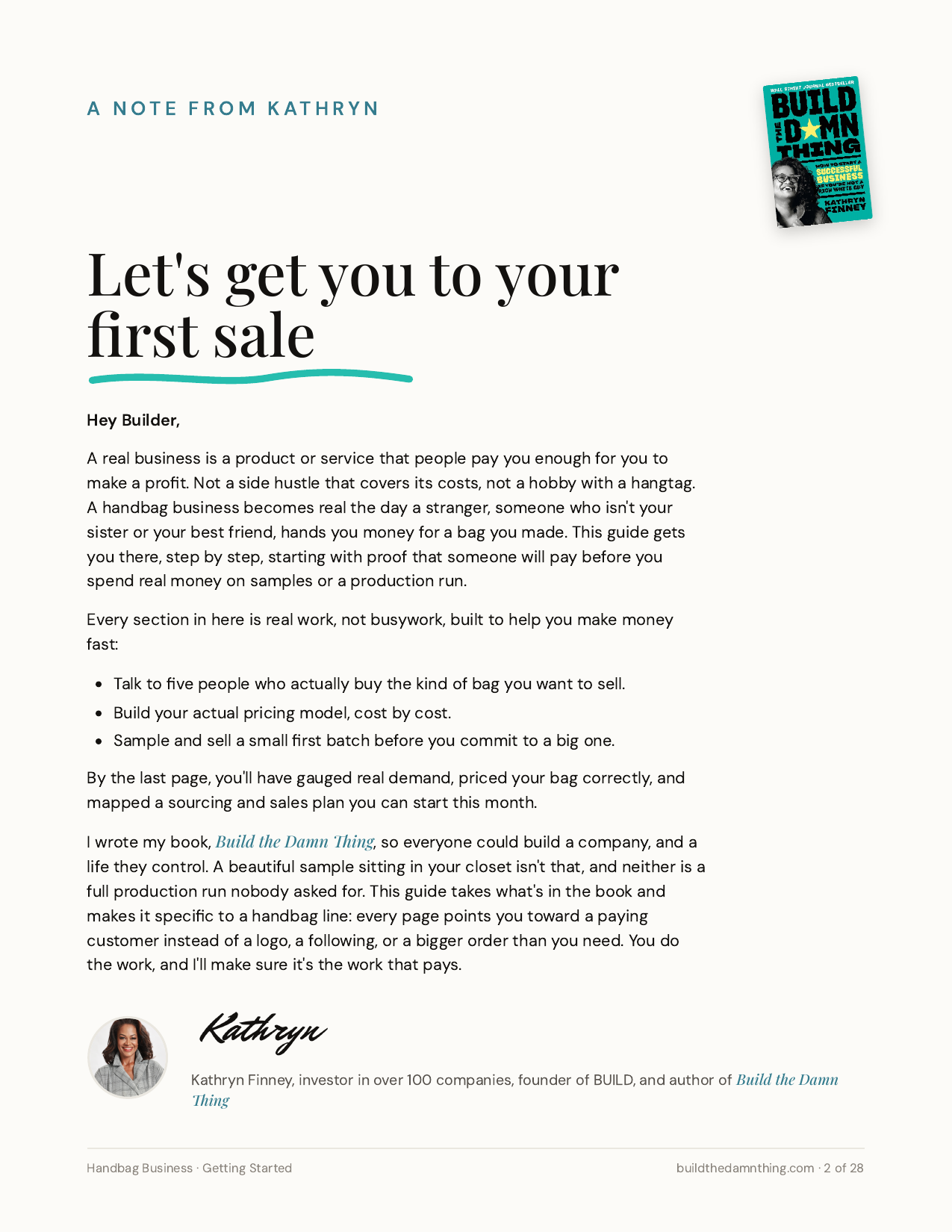 How to Start a Handbag Business in 2026: Welcome letter