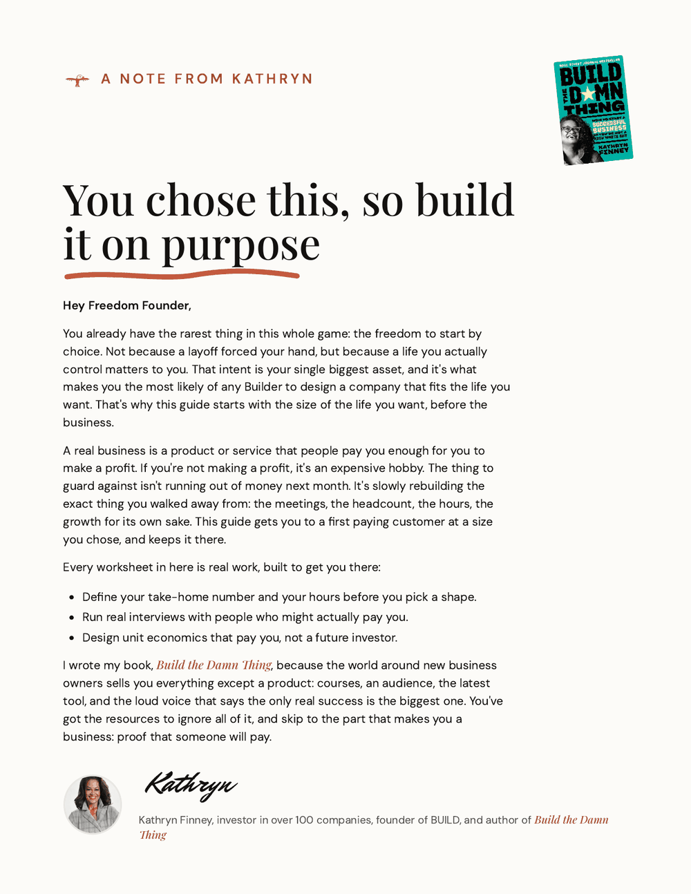 The Freedom Founder: Welcome letter