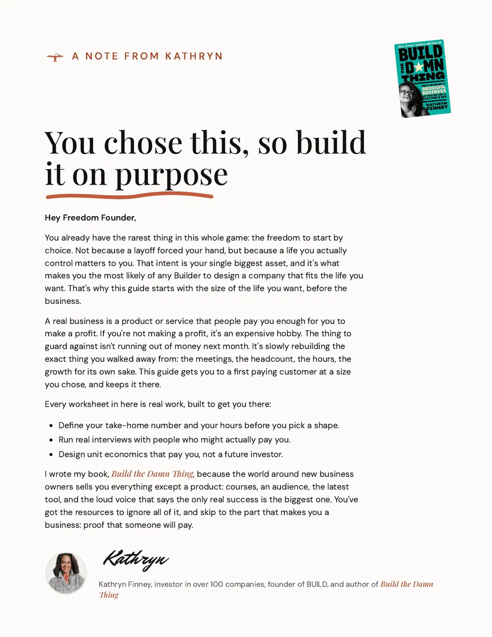 The Freedom Founder: Welcome letter